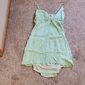 Listicle Light Green Spaghetti Strap High-Low Dress